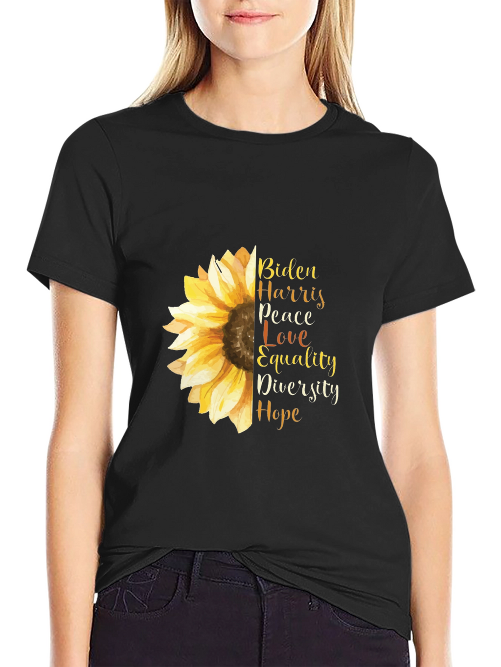 Biden Harris Sunflower Graphic Tee - Peace Love Hope