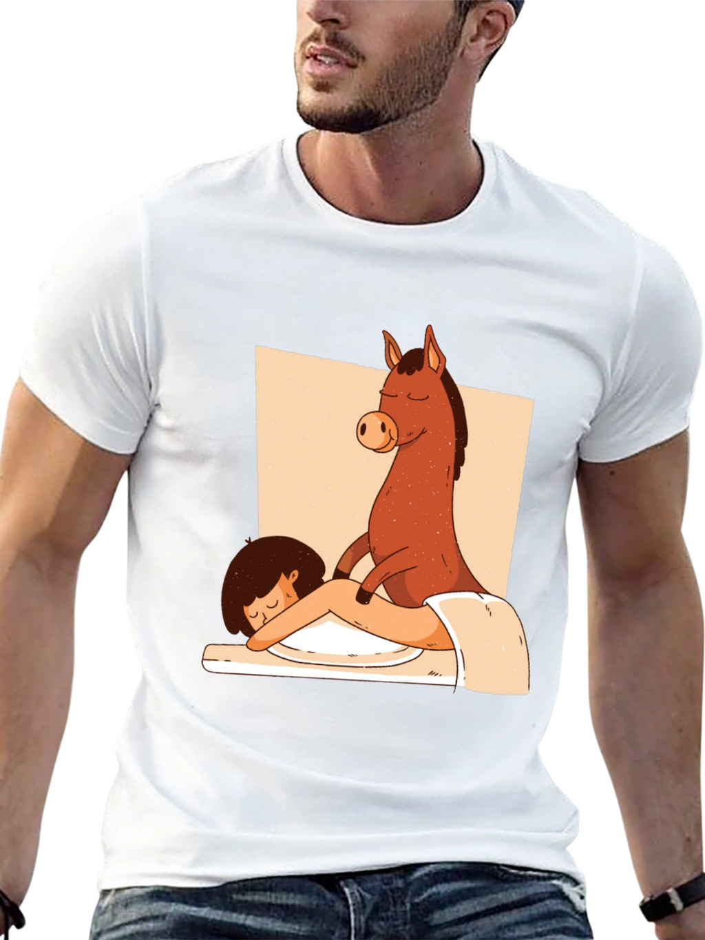Horse Massage T-Shirt - Funny Cartoon Tee