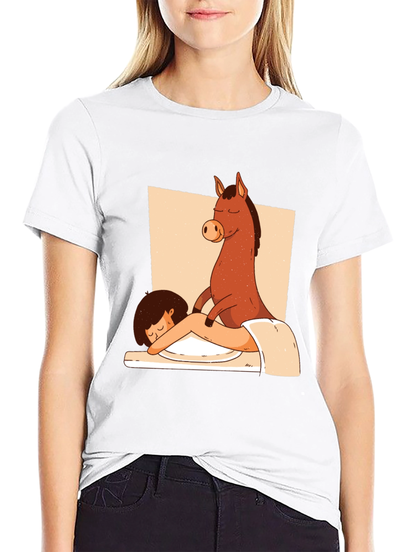 Horse Massage T-Shirt - Funny Cartoon Tee