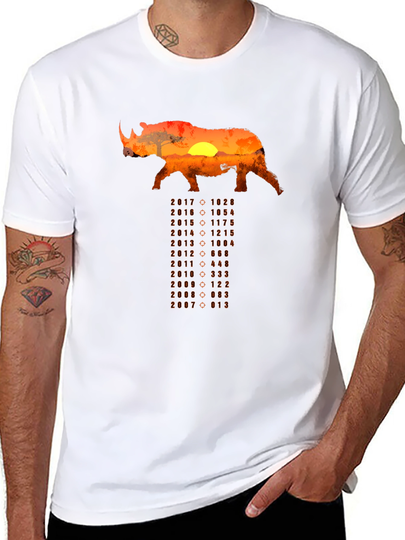 Rhino Sunset T-Shirt - Conservation Design