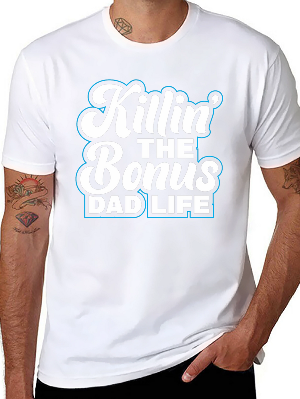 Killin the Bonus Dad Life Black Graphic Tee Shirt