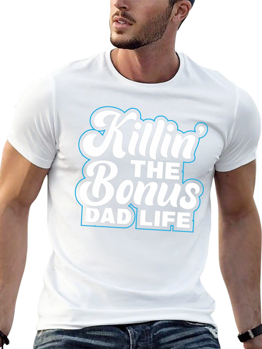Killin the Bonus Dad Life Black Graphic Tee Shirt