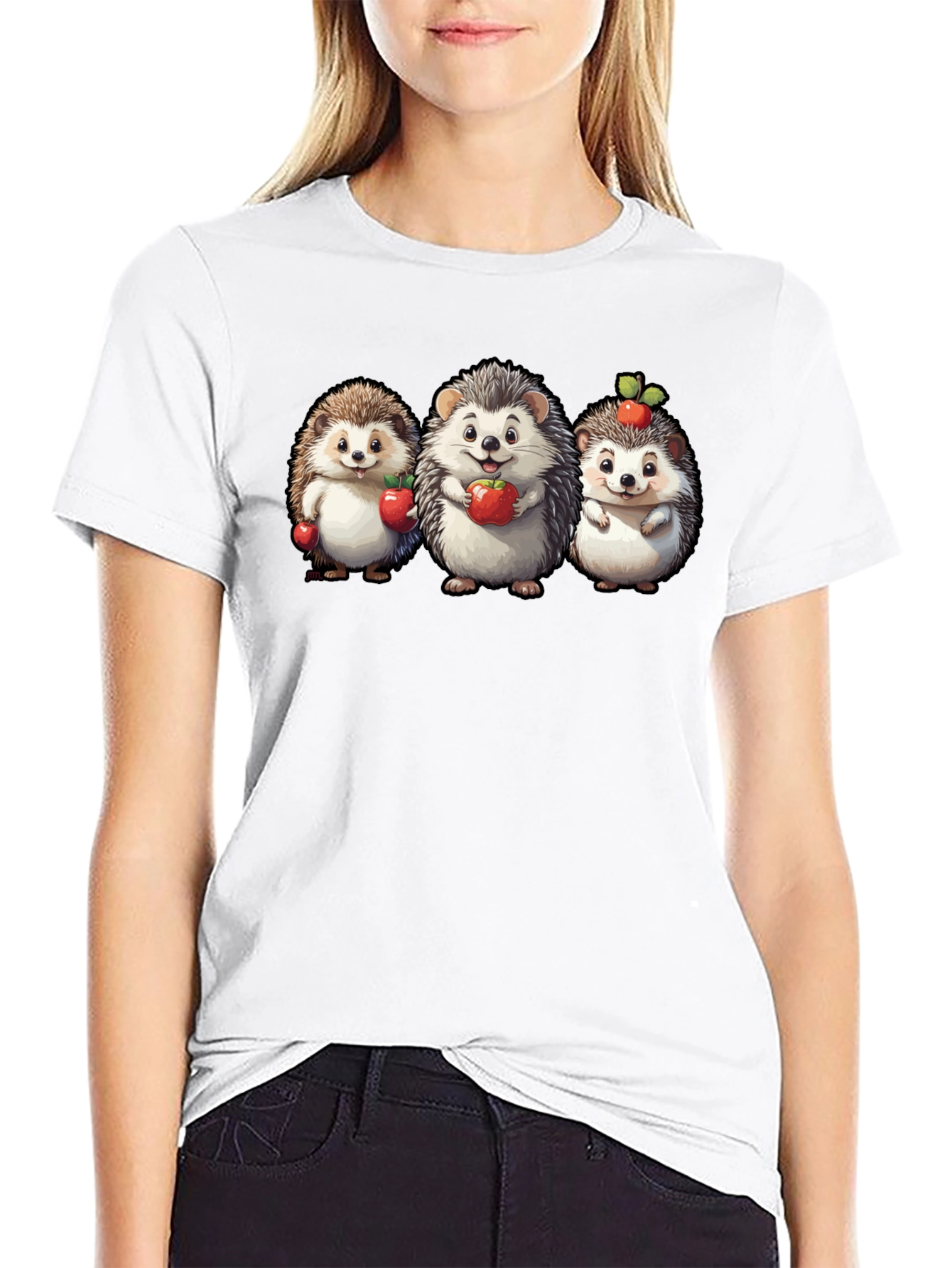Cute Hedgehog Apple T-Shirt