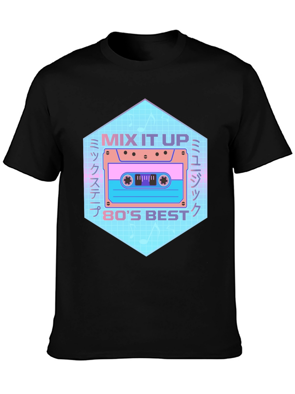 Retro 80s Mix Tape Graphic Tee - Black