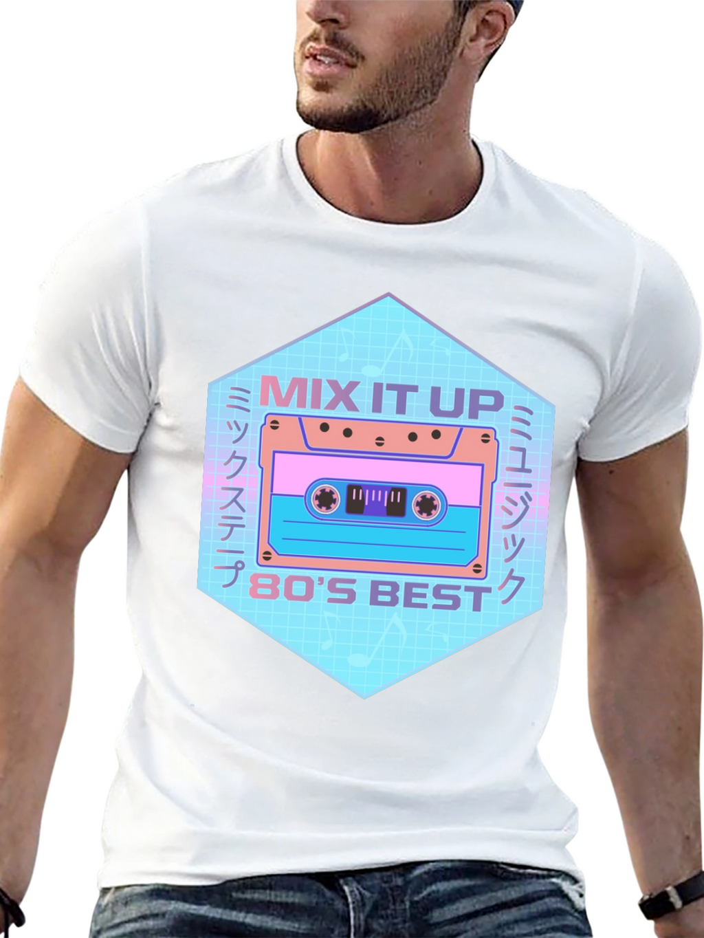 Retro 80s Mix Tape Graphic Tee - Black