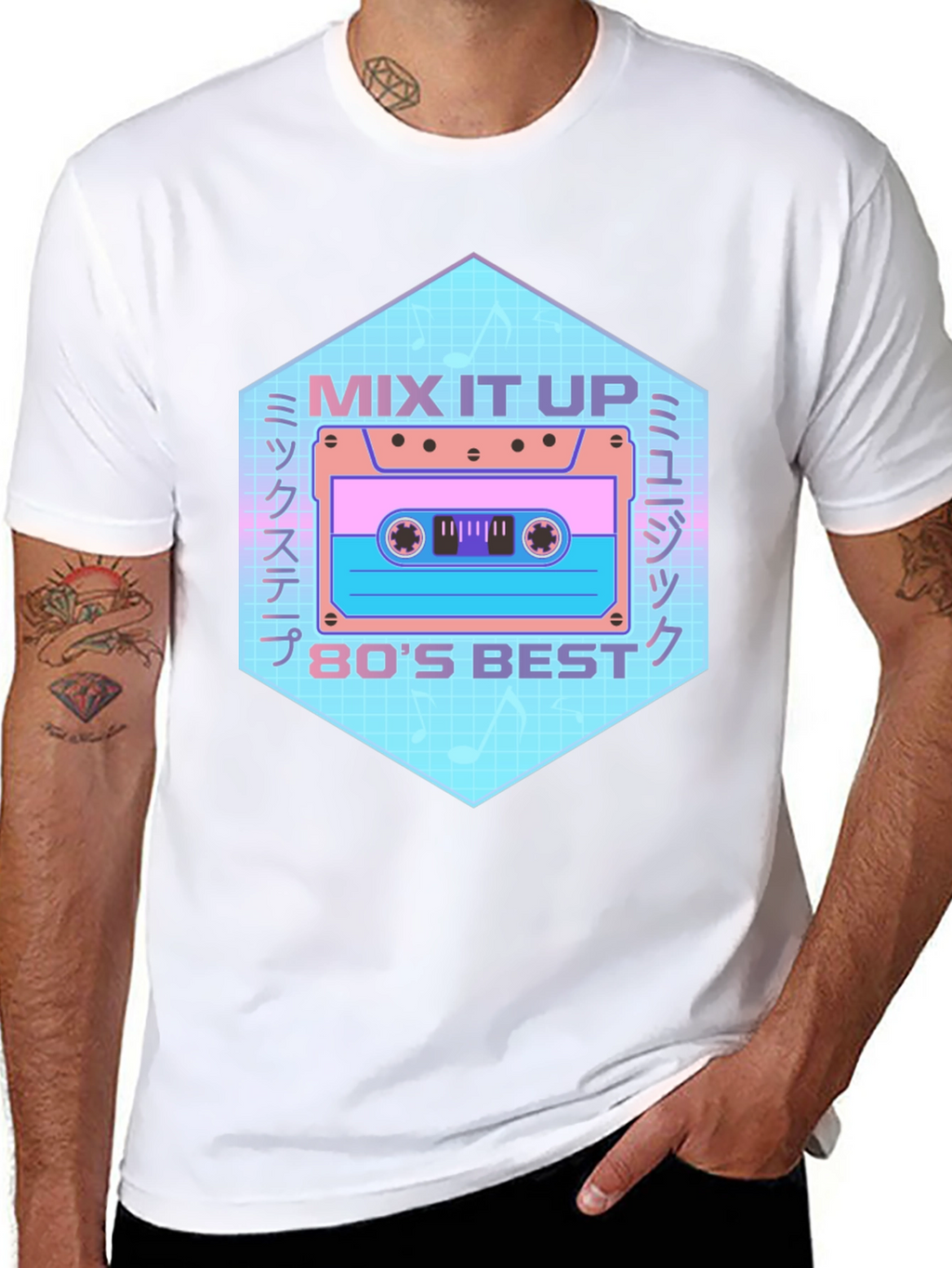 Retro 80s Mix Tape Graphic Tee - Black