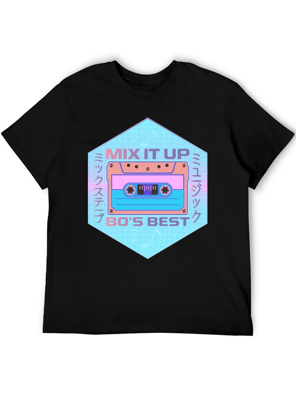 Retro 80s Mix Tape Graphic Tee - Black