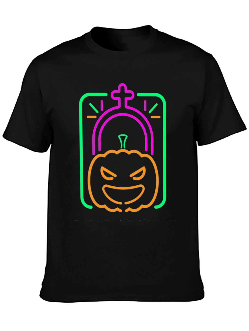 Neon Halloween Pumpkin Grave T-Shirt