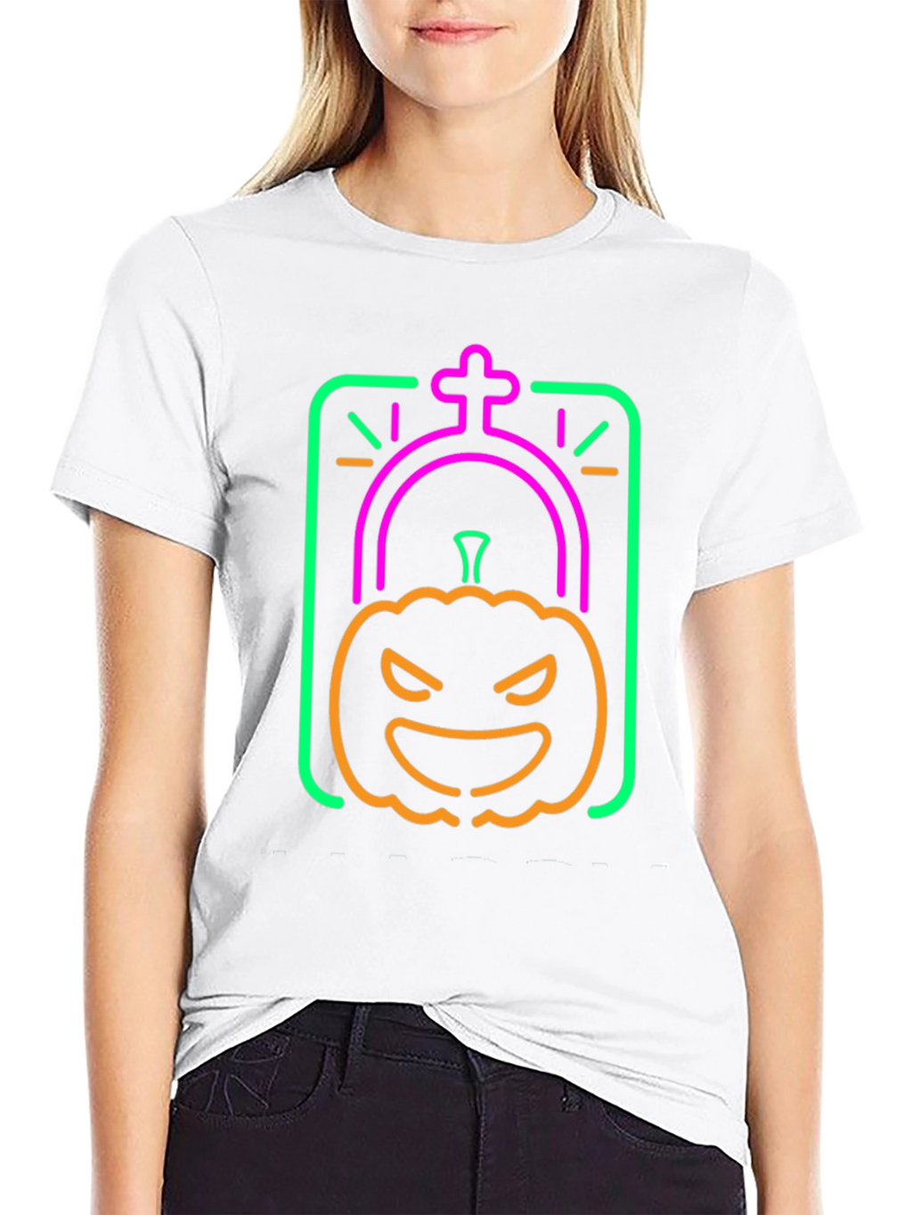 Neon Halloween Pumpkin Grave T-Shirt