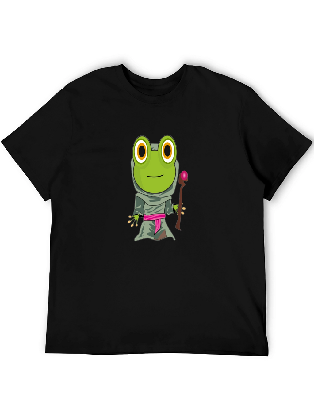 Frog Wizard Graphic Tee - Black Cotton T-Shirt