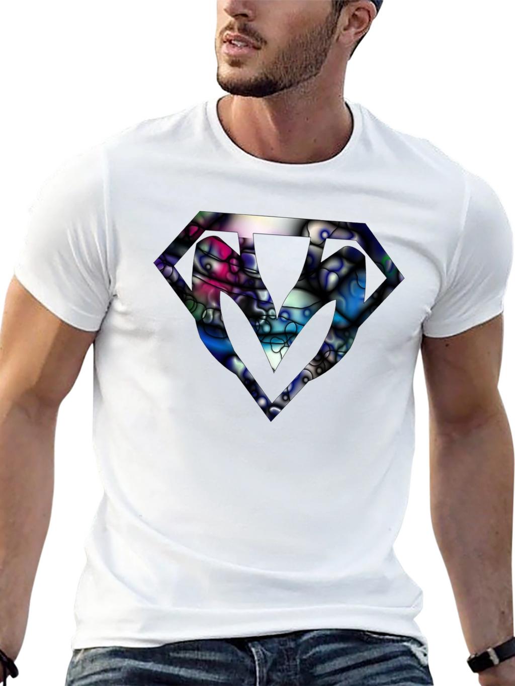Abstract Diamond Graphic Black T-Shirt