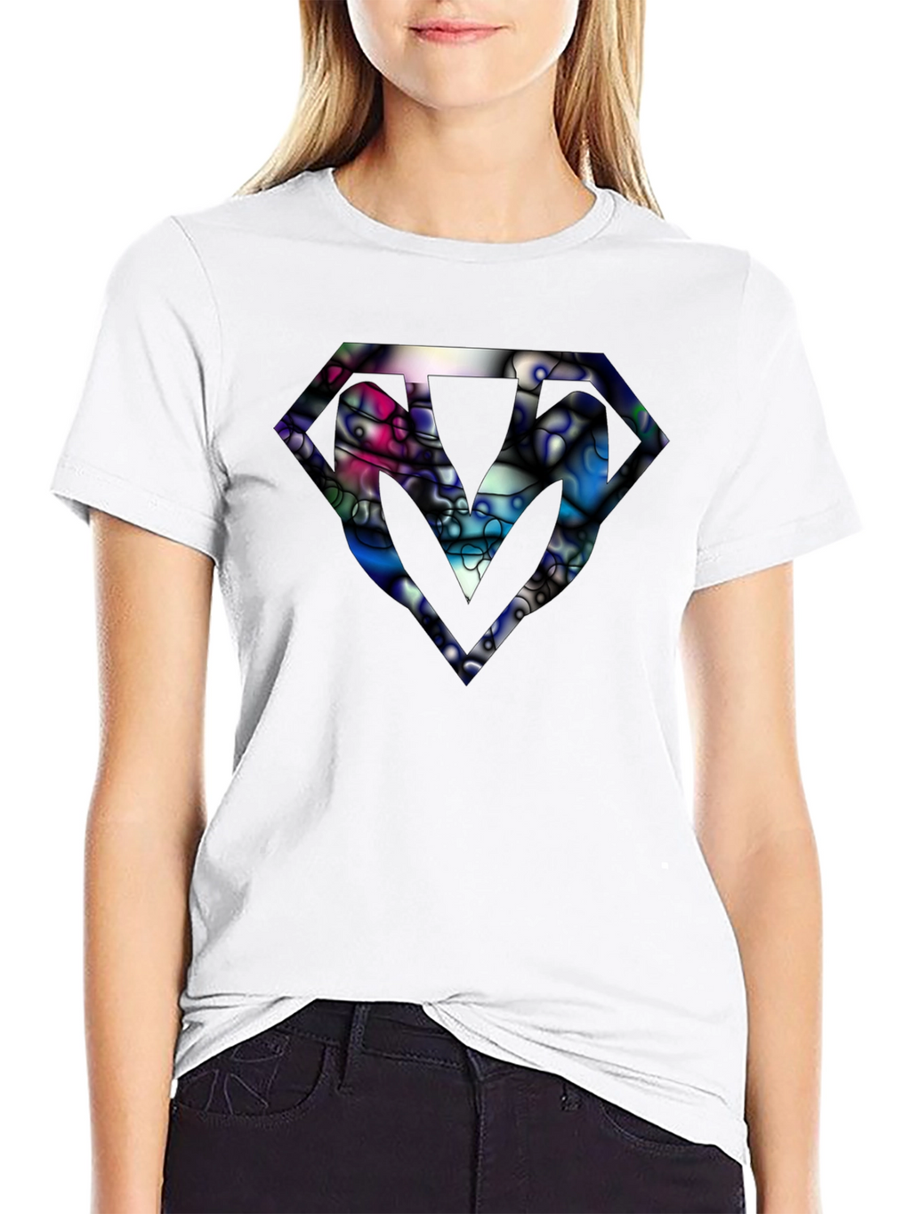 Abstract Diamond Graphic Black T-Shirt