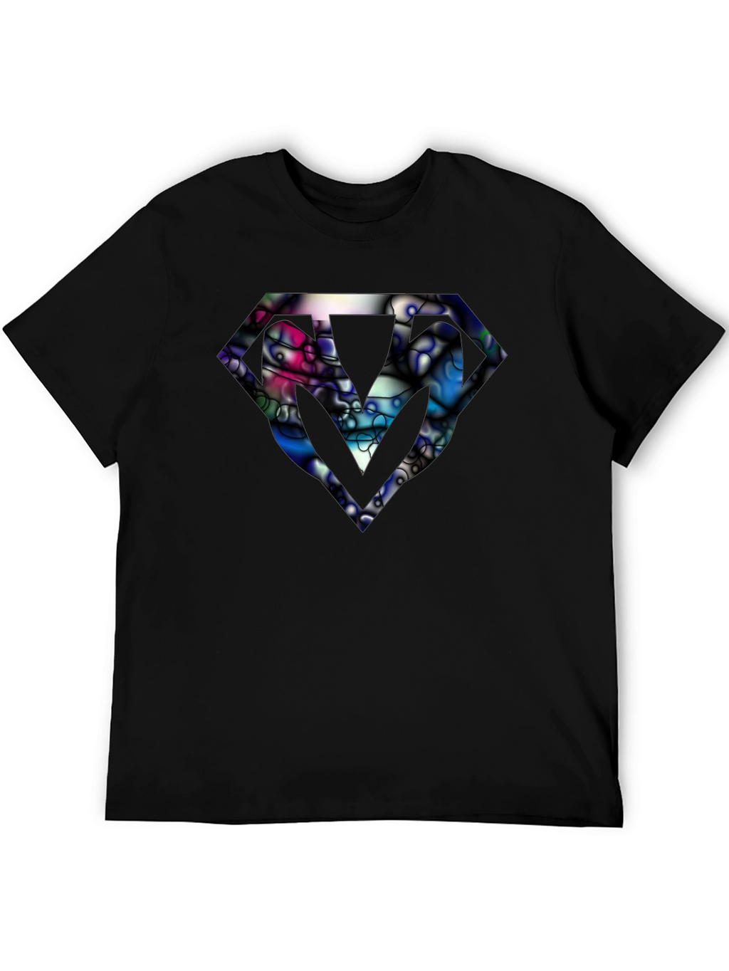 Abstract Diamond Graphic Black T-Shirt