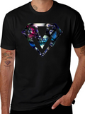 Abstract Diamond Graphic Black T-Shirt