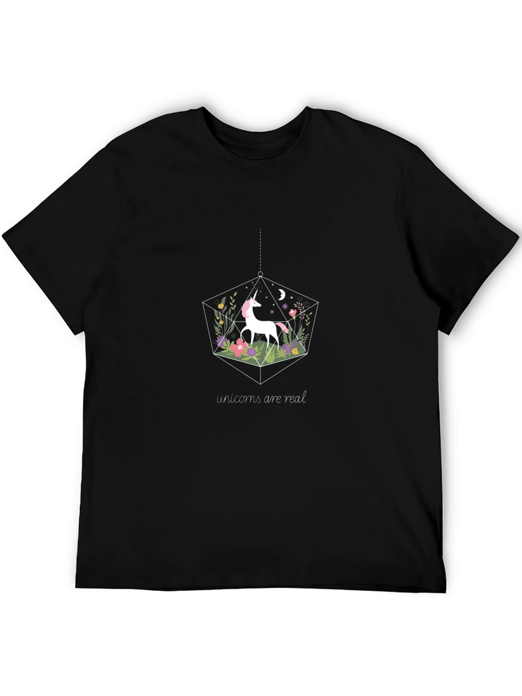 Unicorn Terrarium Graphic T-Shirt - Black