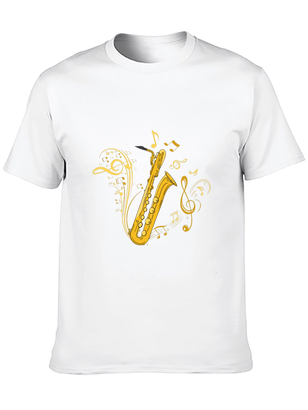 Saxophone Music Note Graphic Black T-Shirt