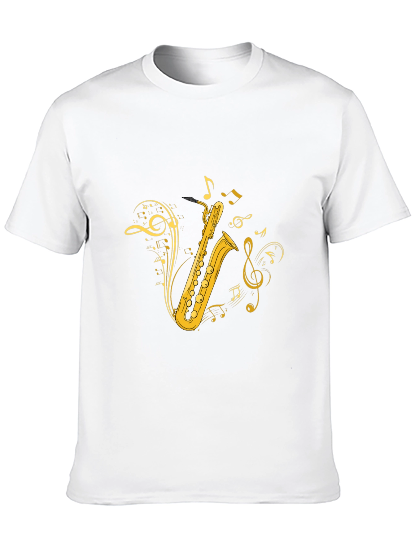 Saxophone Music Note Graphic Black T-Shirt