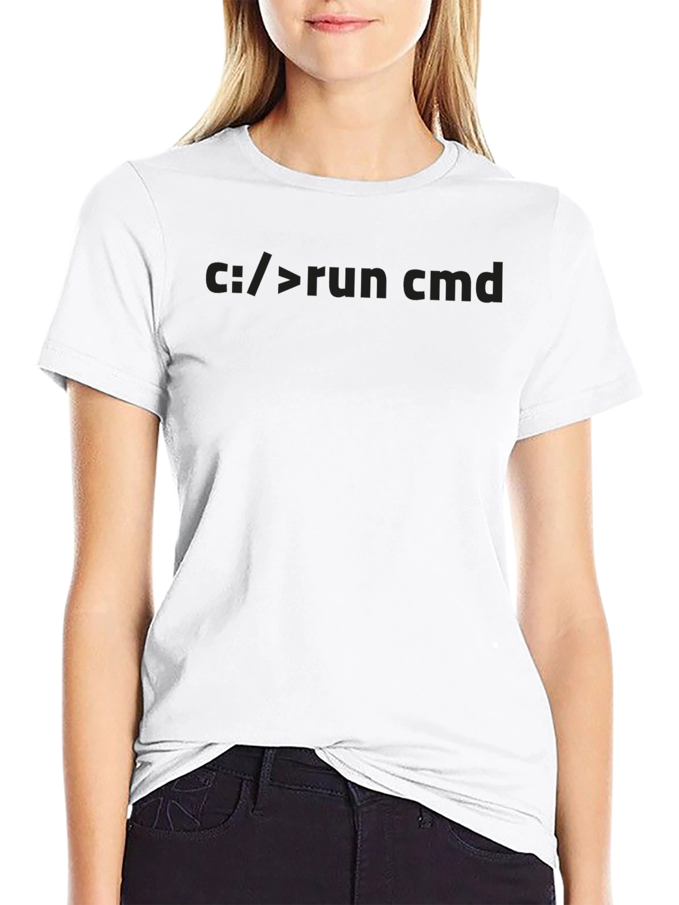 C:// Run Cmd Black T-Shirt - Programmer Tee