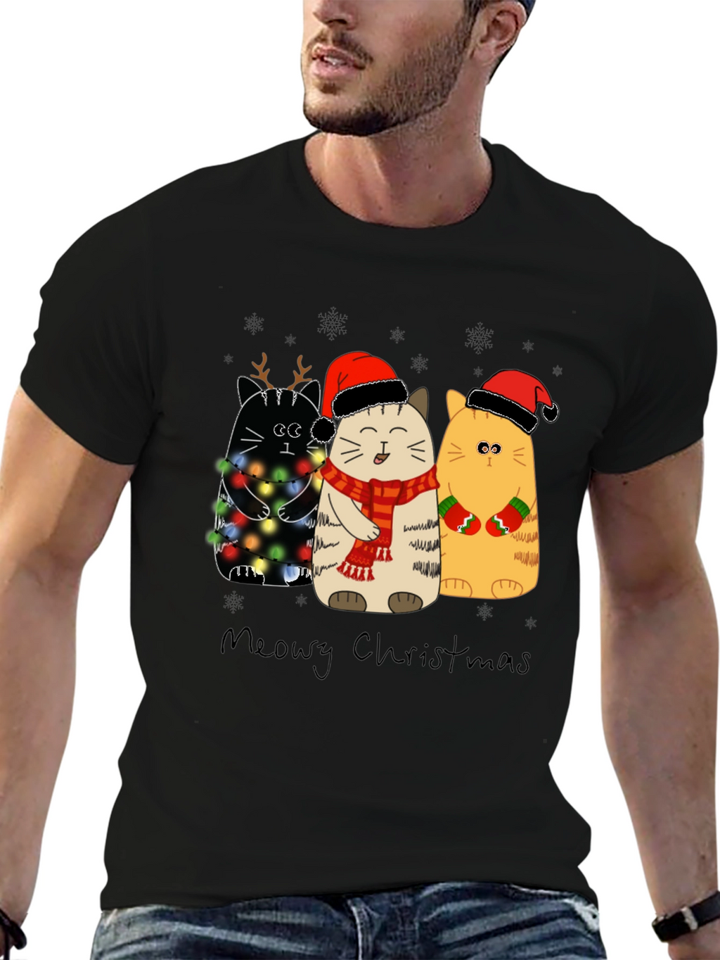 Meowy Christmas Cats Holiday T-Shirt