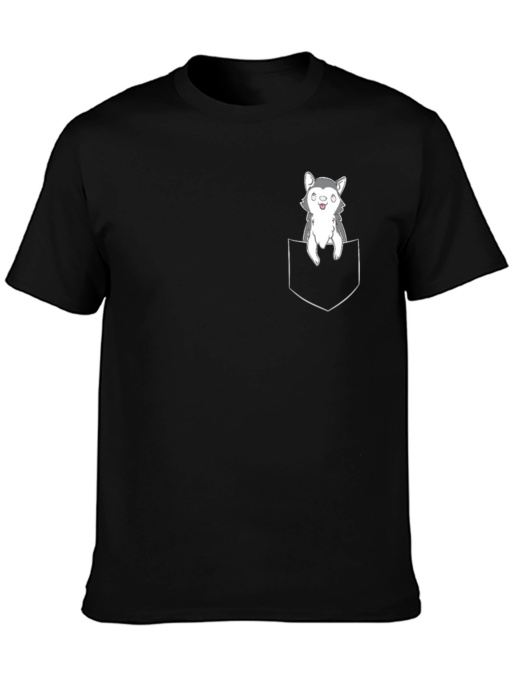 Husky Puppy Pocket T-Shirt - Cute Graphic Tee