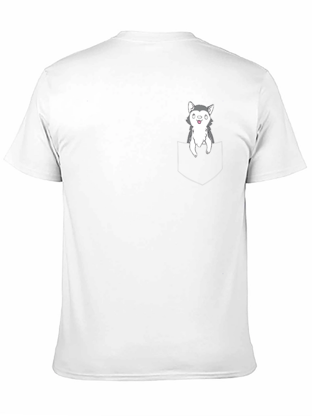 Husky Puppy Pocket T-Shirt - Cute Graphic Tee