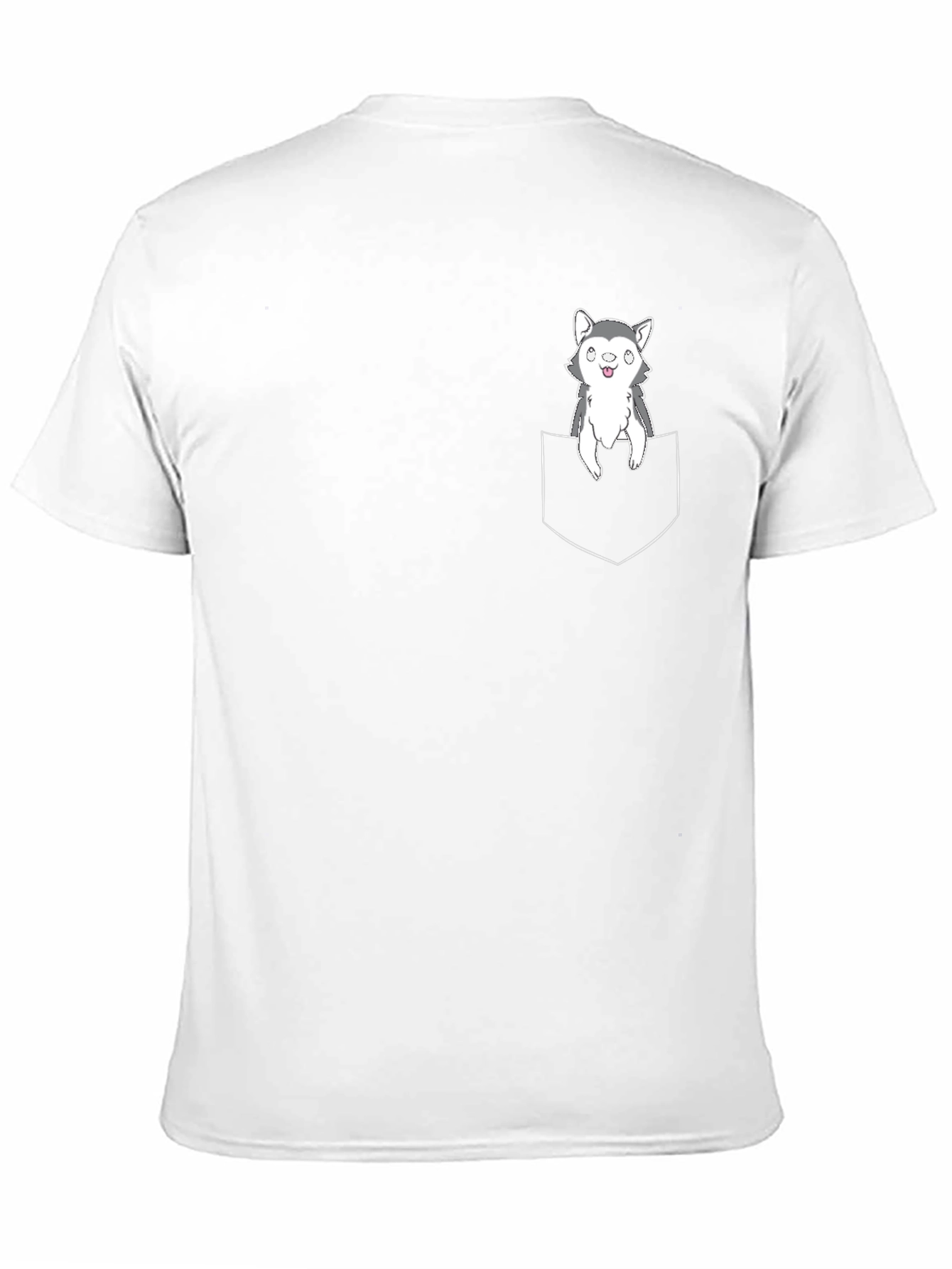 Husky Puppy Pocket T-Shirt - Cute Graphic Tee