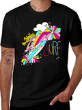 Surf Girl Graphic Black T-Shirt