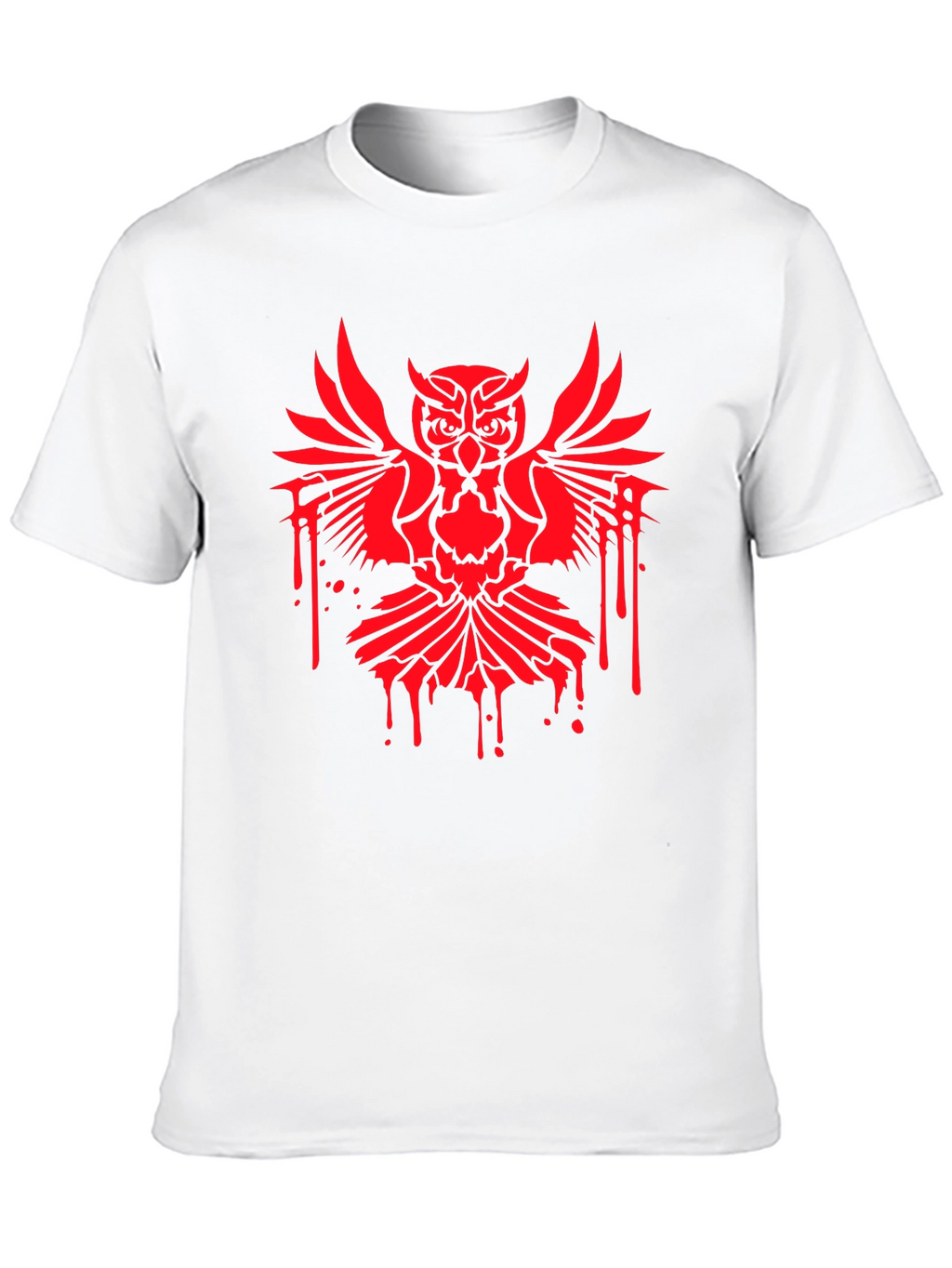 Mens Black T-Shirt with Red Owl Graphic