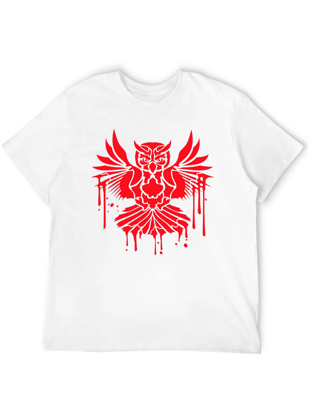 Mens Black T-Shirt with Red Owl Graphic