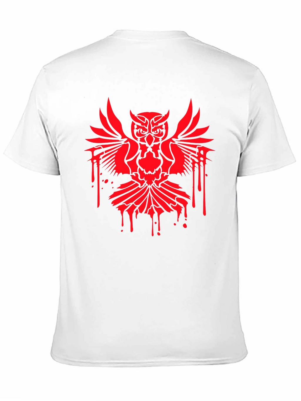 Mens Black T-Shirt with Red Owl Graphic