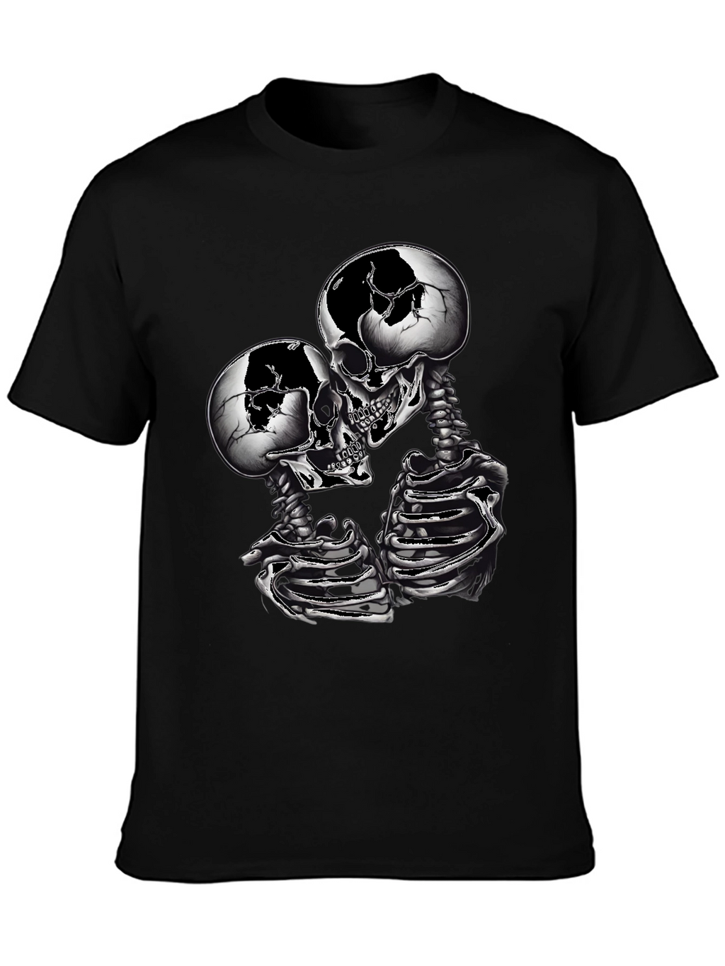 Skull Couple Graphic Tee - Gothic Skeleton Shirt