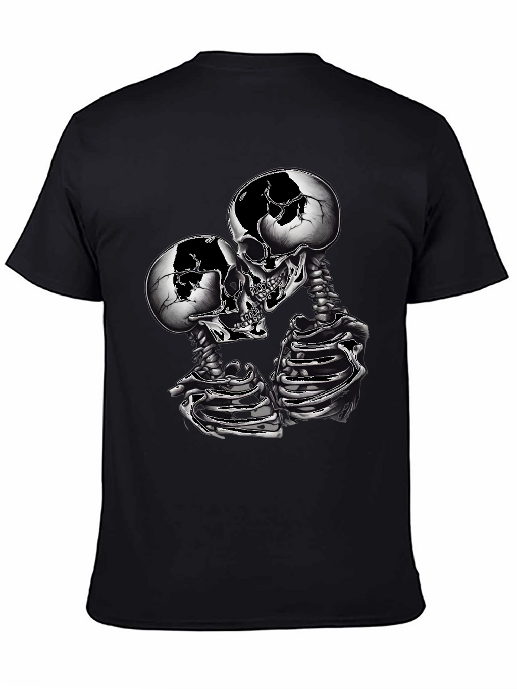 Skull Couple Graphic Tee - Gothic Skeleton Shirt