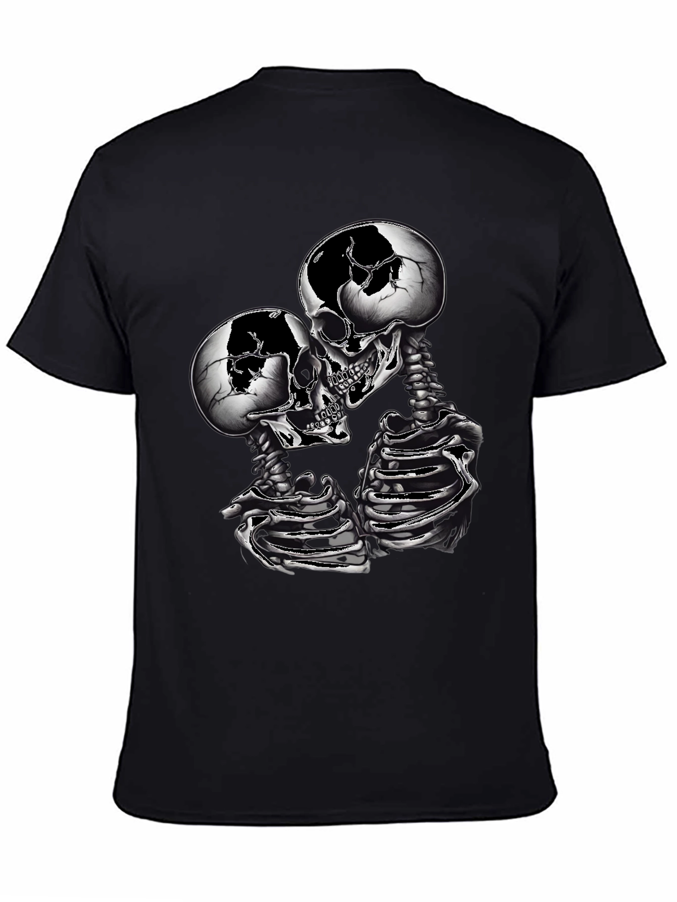 Skull Couple Graphic Tee - Gothic Skeleton Shirt
