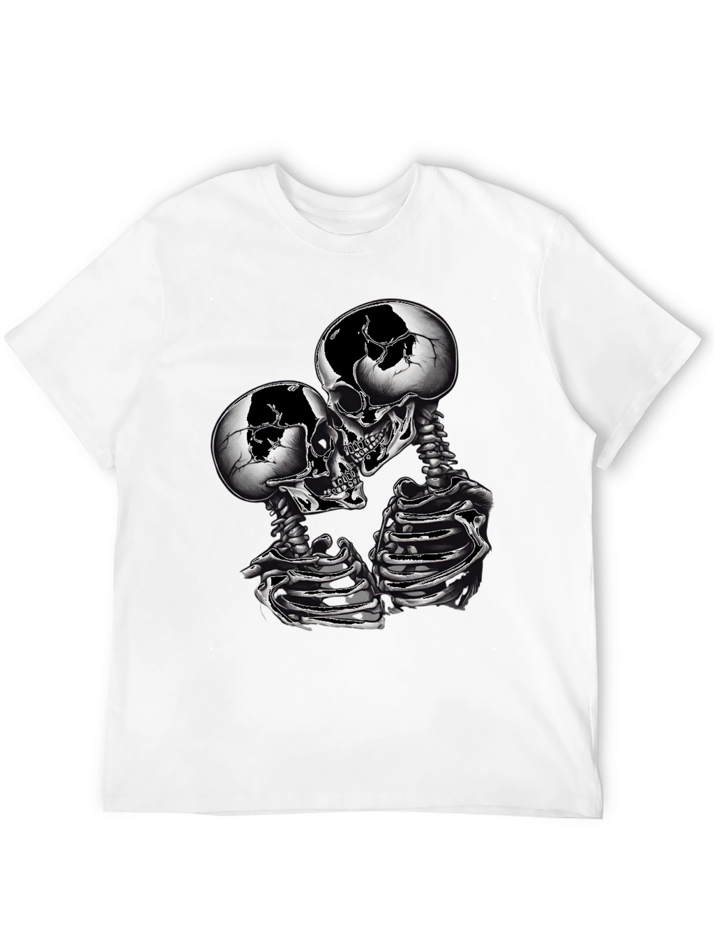 Skull Couple Graphic Tee - Gothic Skeleton Shirt