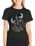 Skull Couple Graphic Tee - Gothic Skeleton Shirt