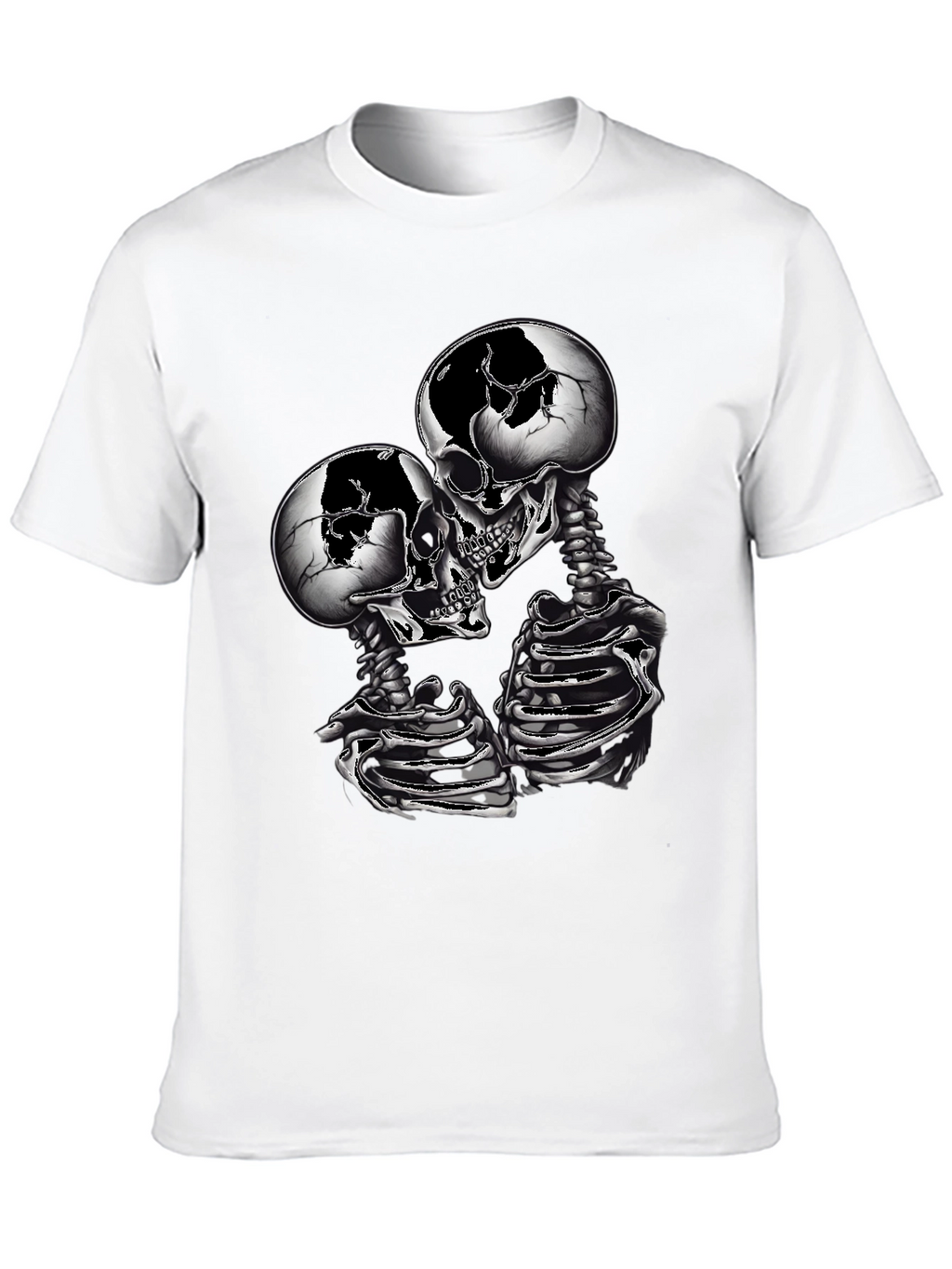 Skull Couple Graphic Tee - Gothic Skeleton Shirt