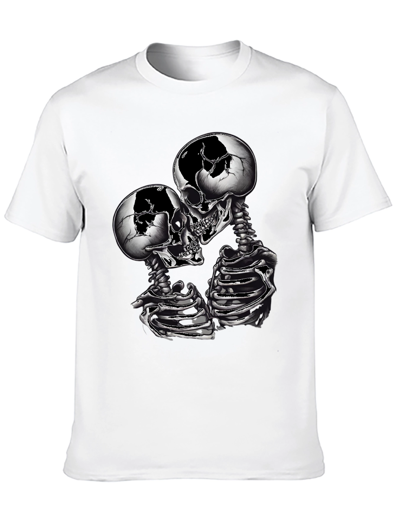 Skull Couple Graphic Tee - Gothic Skeleton Shirt