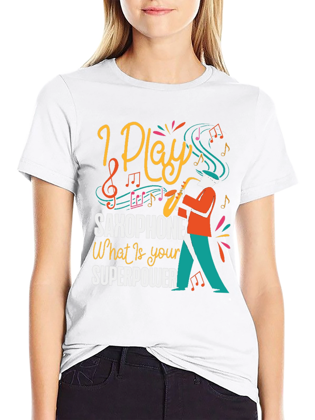 I Play Saxophone Black Graphic Tee