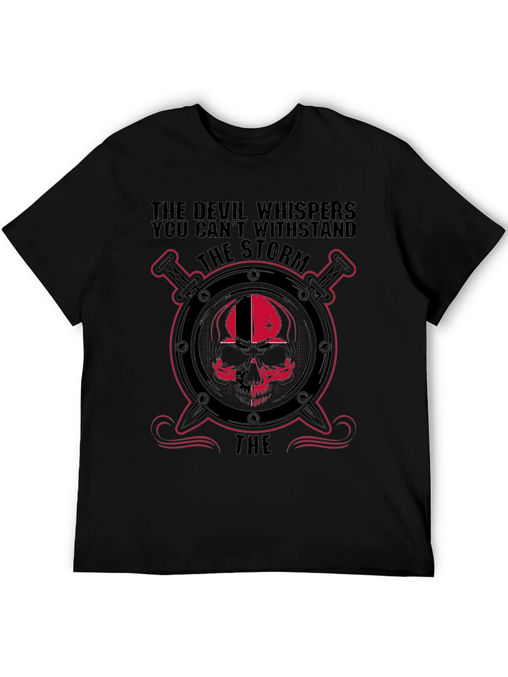 Devil Skull Storm Graphic Black T-Shirt