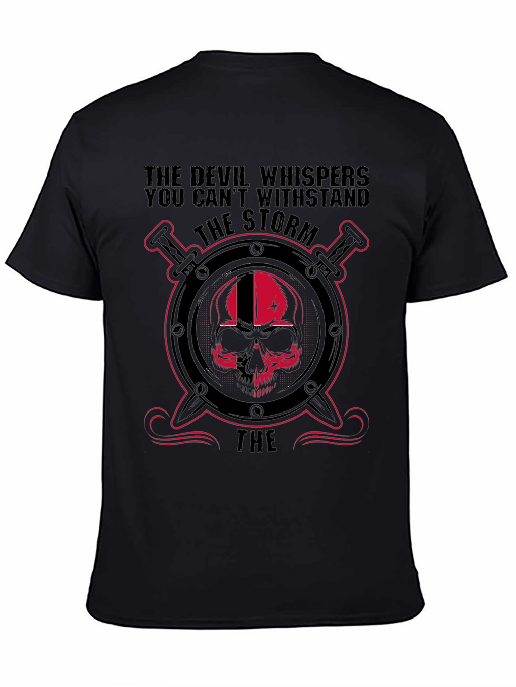 Devil Skull Storm Graphic Black T-Shirt