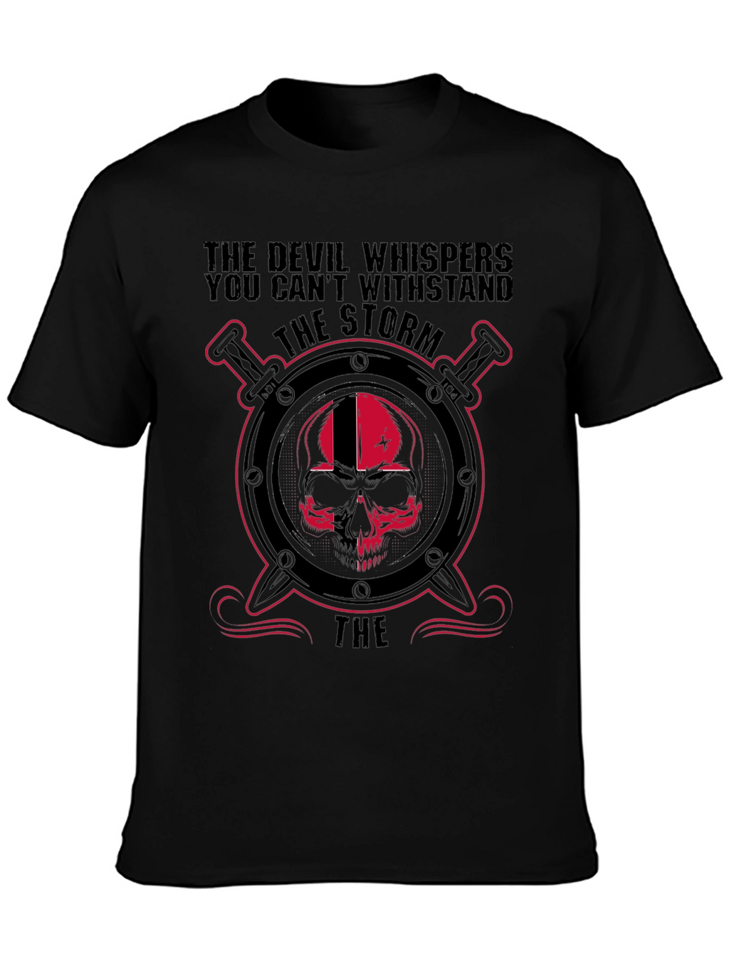 Devil Skull Storm Graphic Black T-Shirt