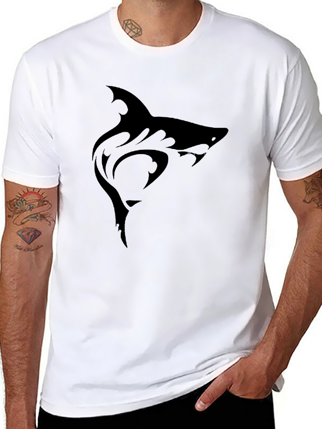 Mens Black Shark Graphic Tee