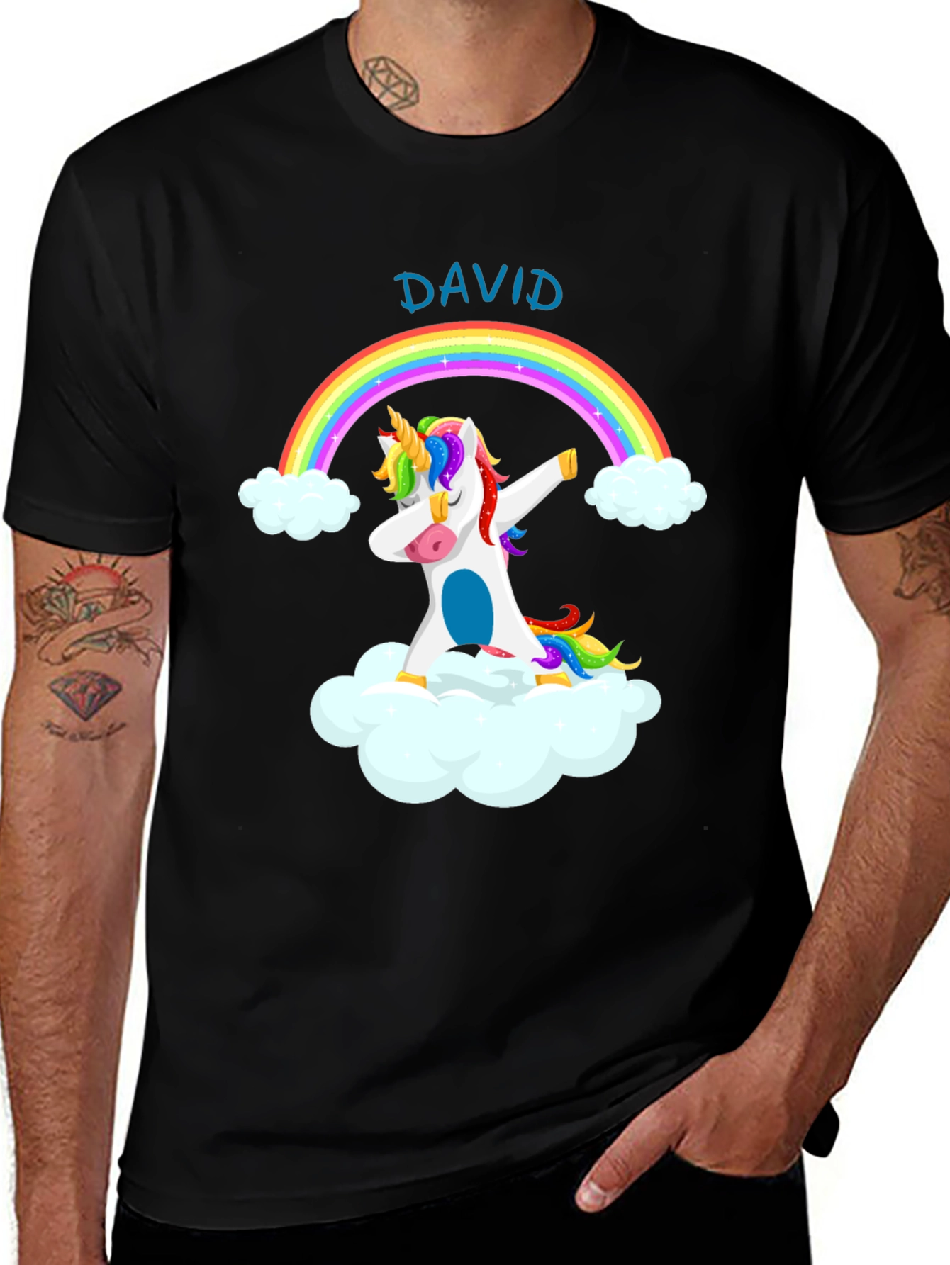 Dabbing Unicorn Rainbow Personalized T-Shirt