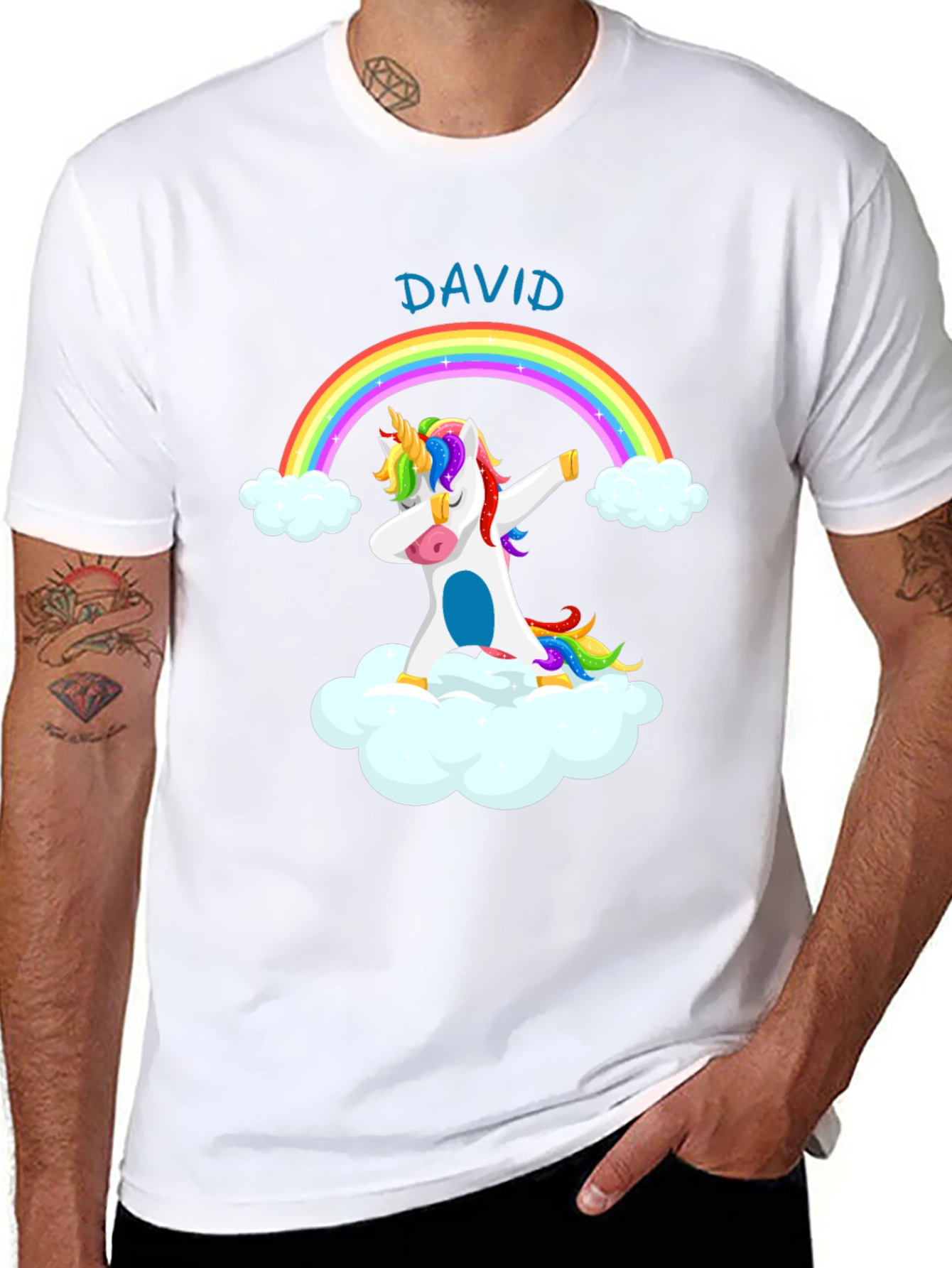 Dabbing Unicorn Rainbow Personalized T-Shirt