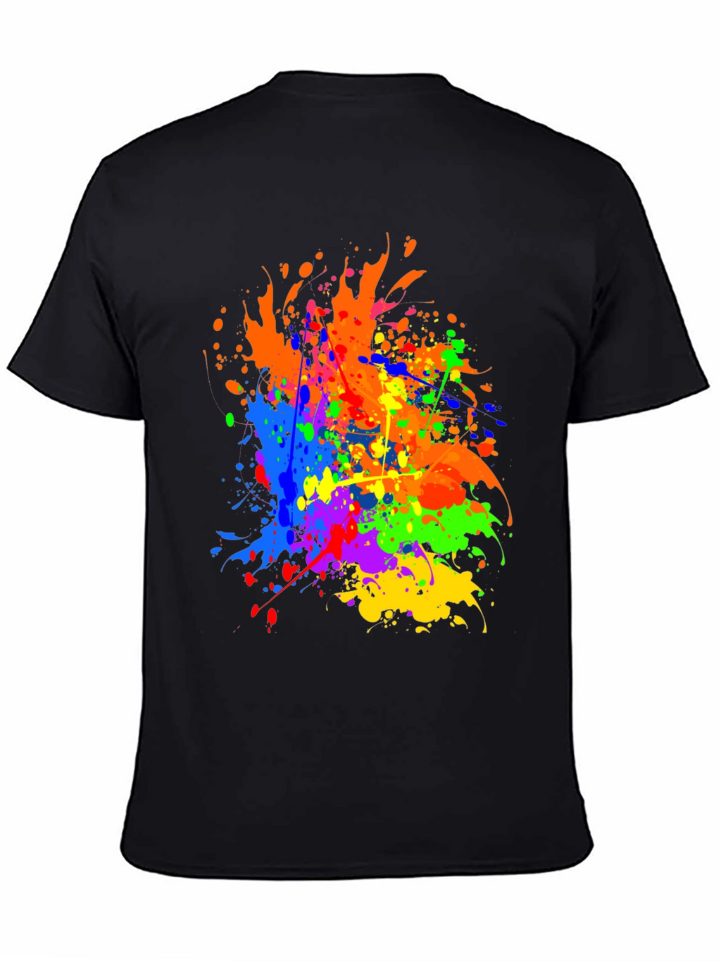 Vibrant Splatter Paint Graphic Tee - Black