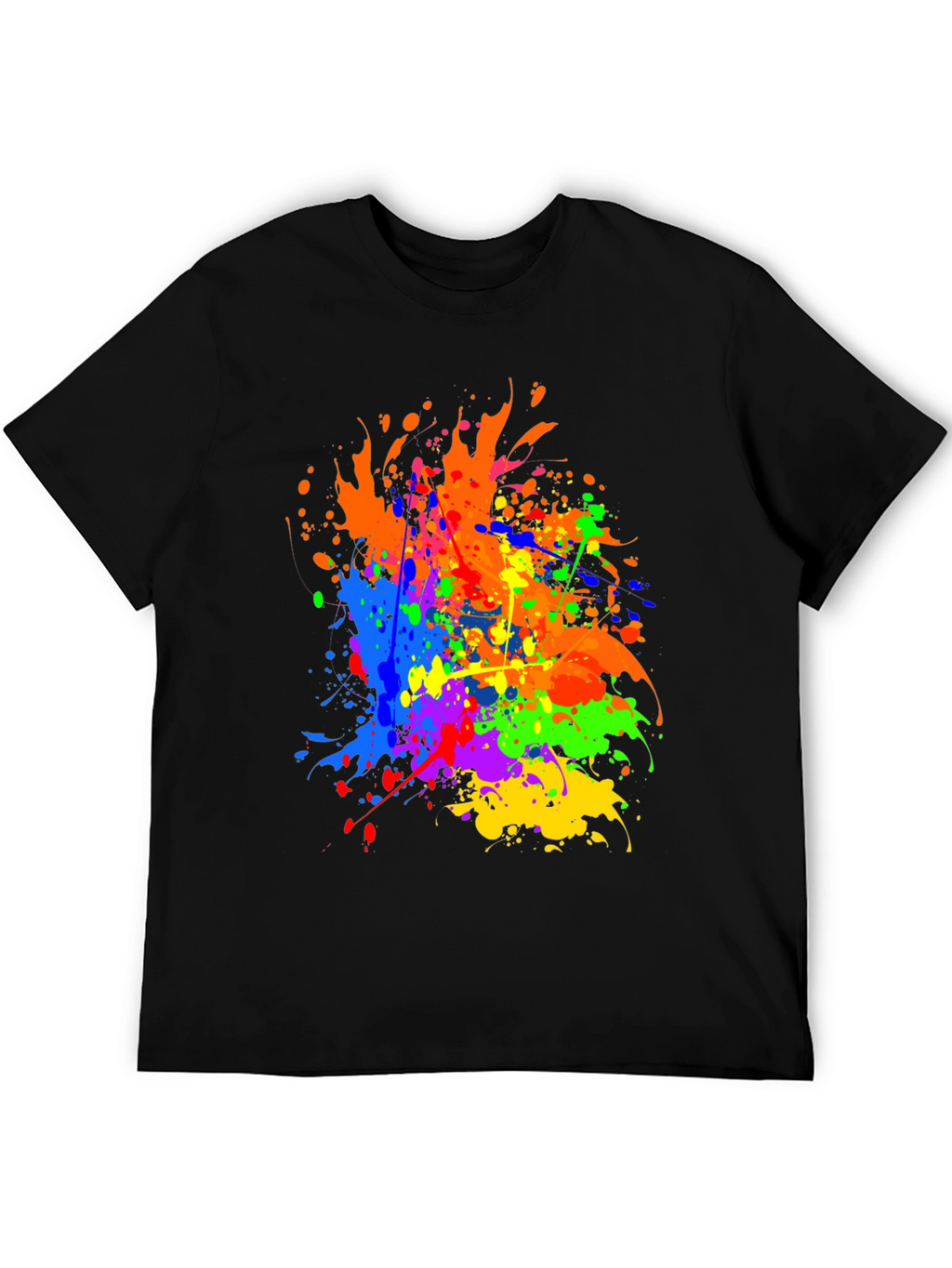 Vibrant Splatter Paint Graphic Tee - Black
