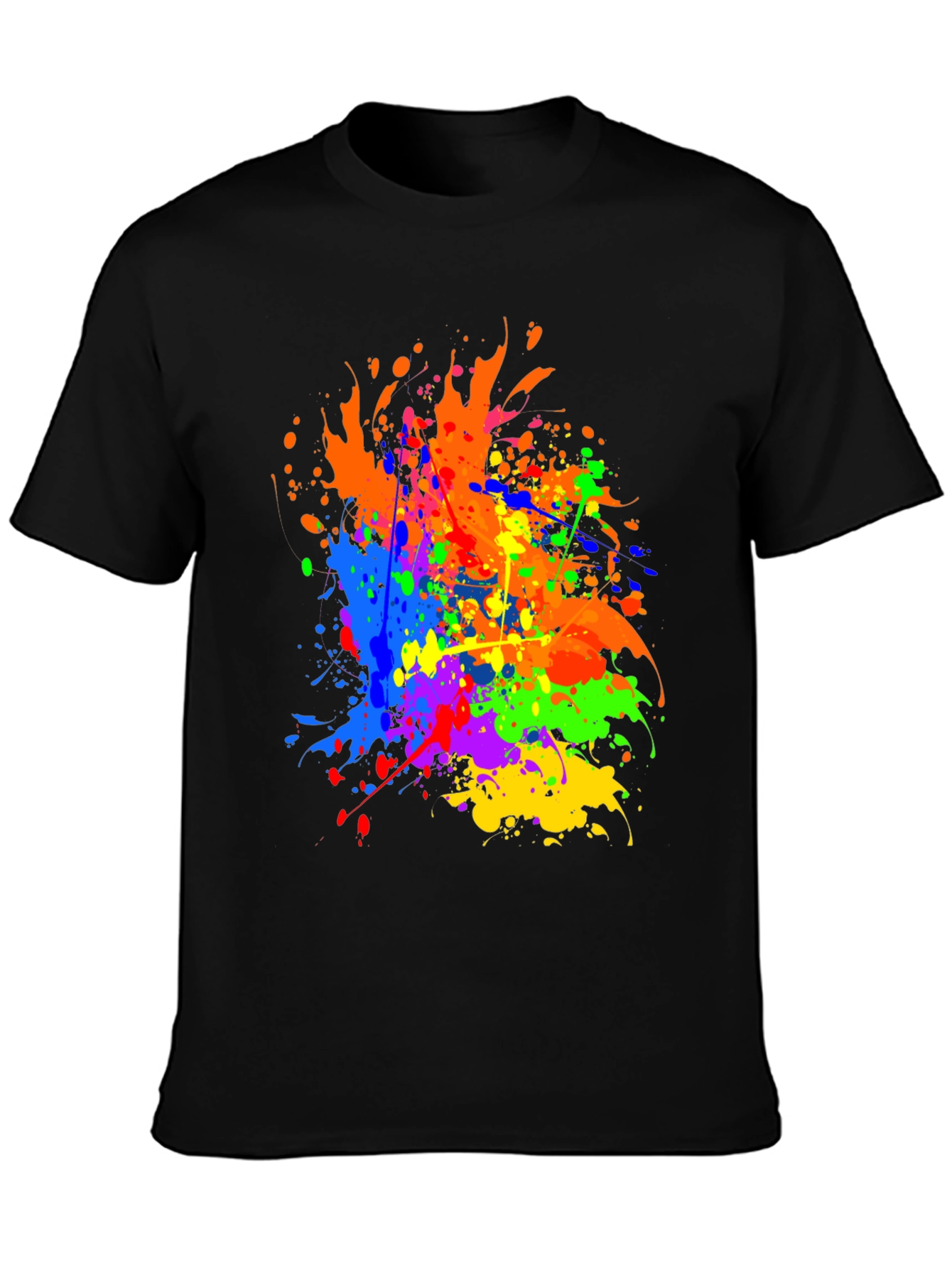 Vibrant Splatter Paint Graphic Tee - Black