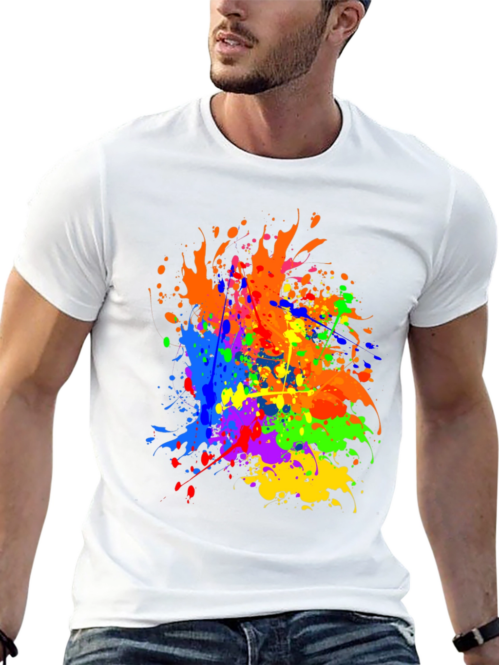 Vibrant Splatter Paint Graphic Tee - Black