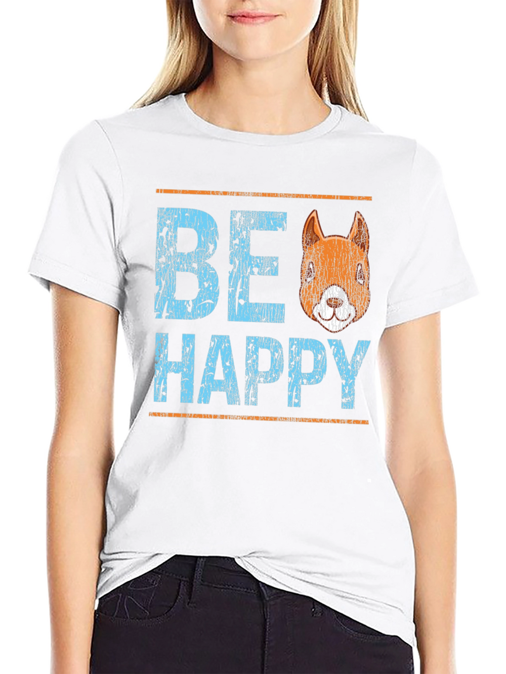 Be Happy Squirrel Graphic T-Shirt - Black