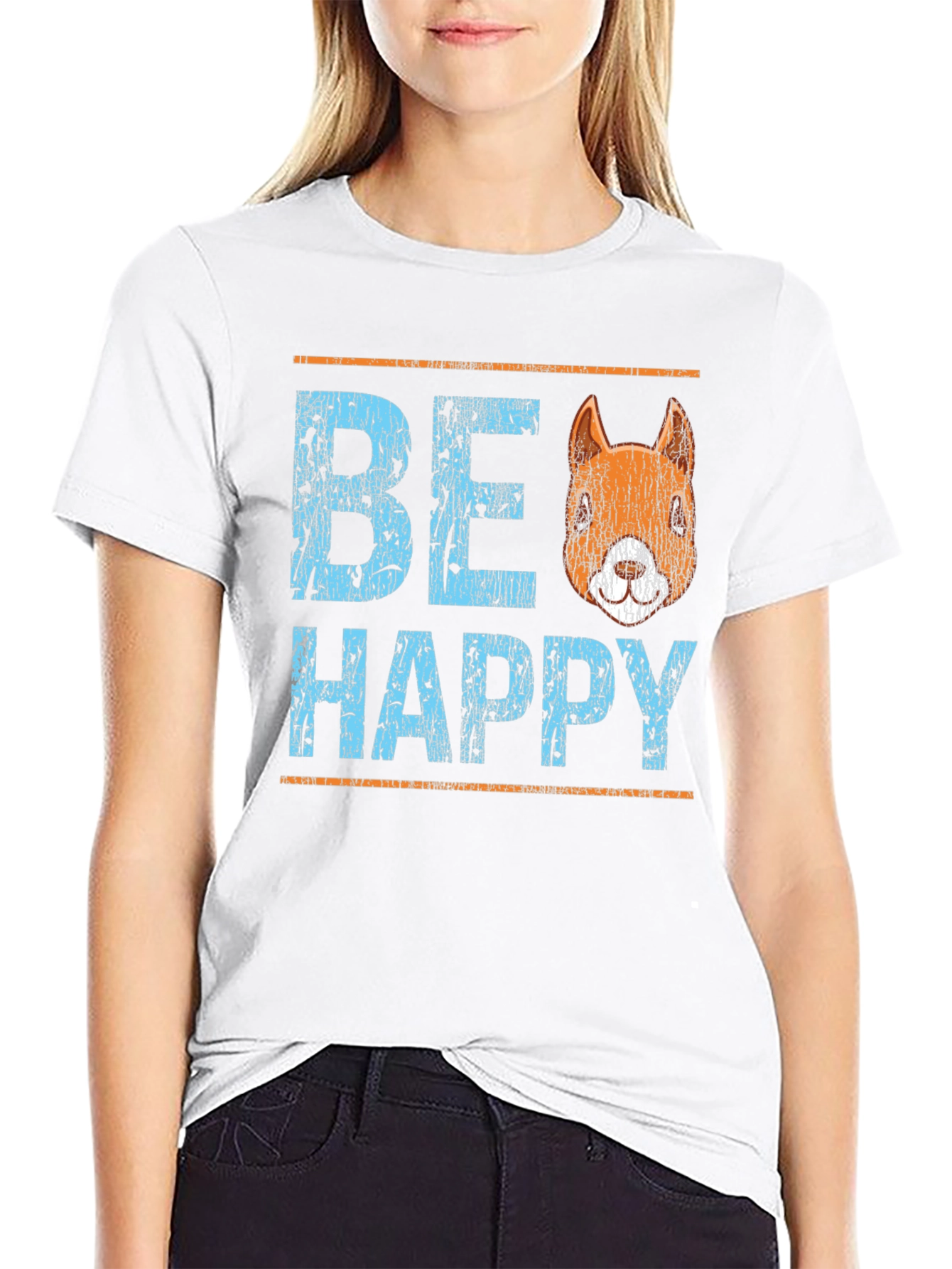 Be Happy Squirrel Graphic T-Shirt - Black